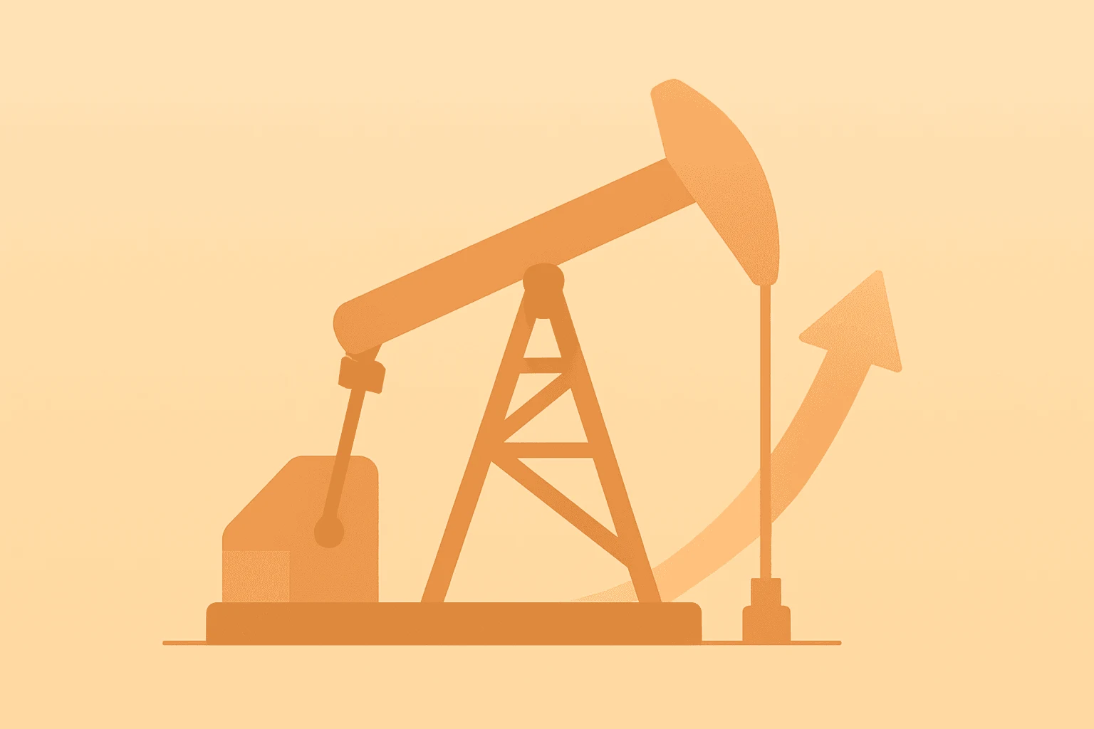 Flat filled vector of a drilling platform cresting forward to symbolize ConocoPhillips earnings beat and CEO succession.