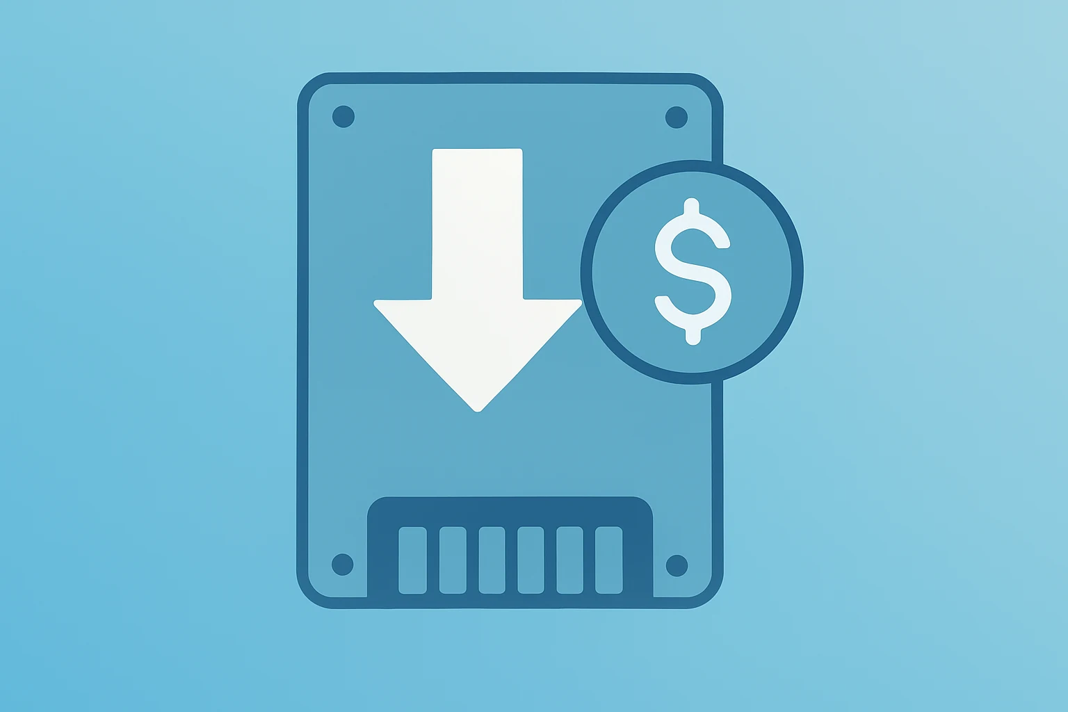 Flat filled vector of a flash storage chip facing a valuation test, representing SanDisk stock and AI demand.