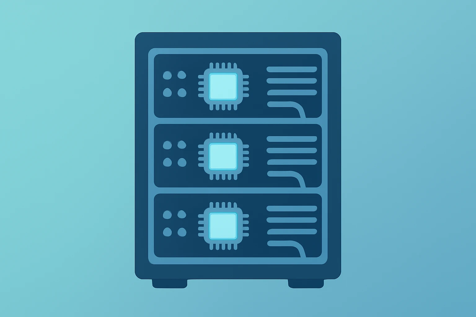 Flat vector server stack with a dimming rack symbolizing Microsoft earnings tension between Azure momentum and capex ramp.