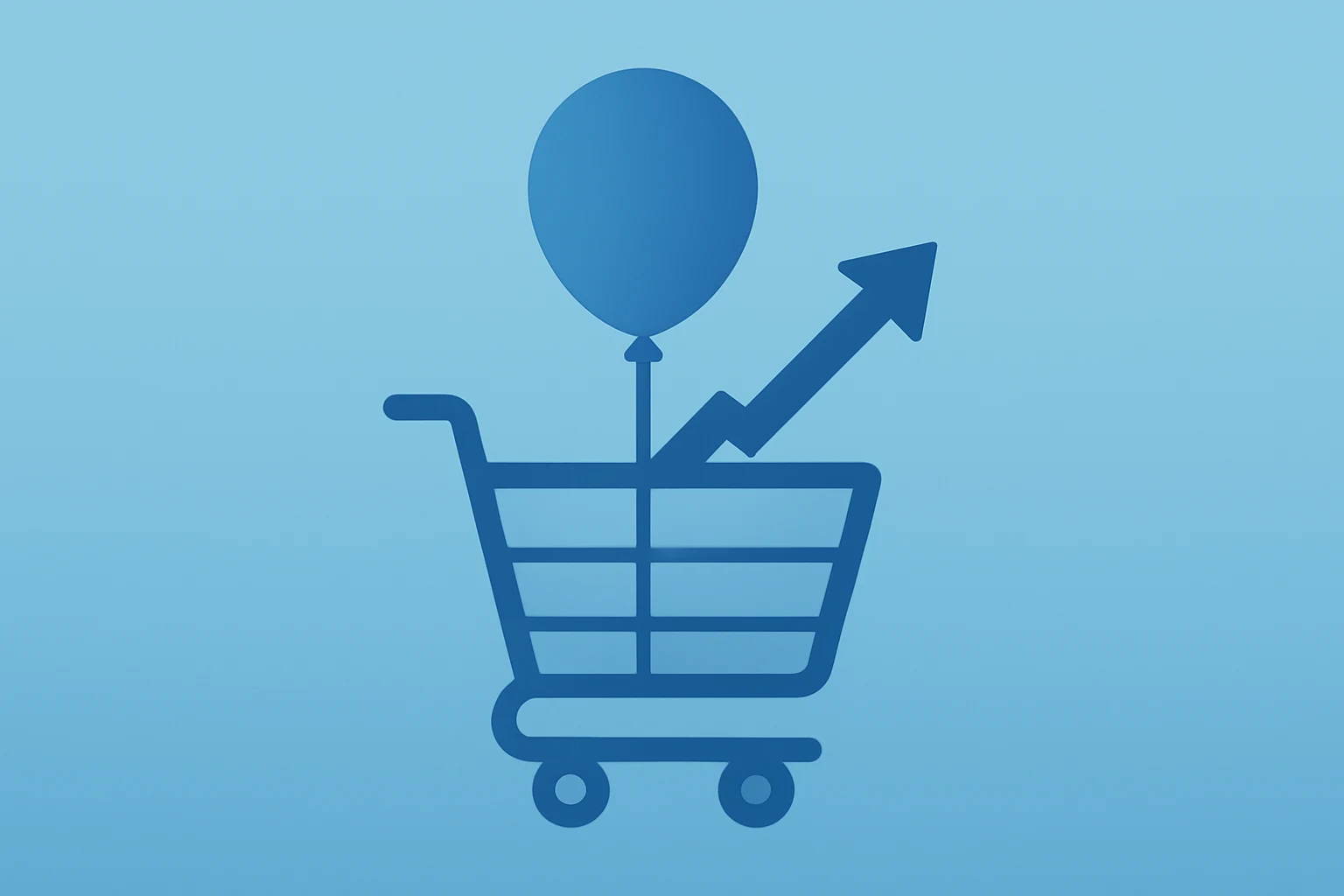 Flat vector shopping cart under steady pressure symbolizing November 2025 PCE inflation and a narrower Fed cut path.