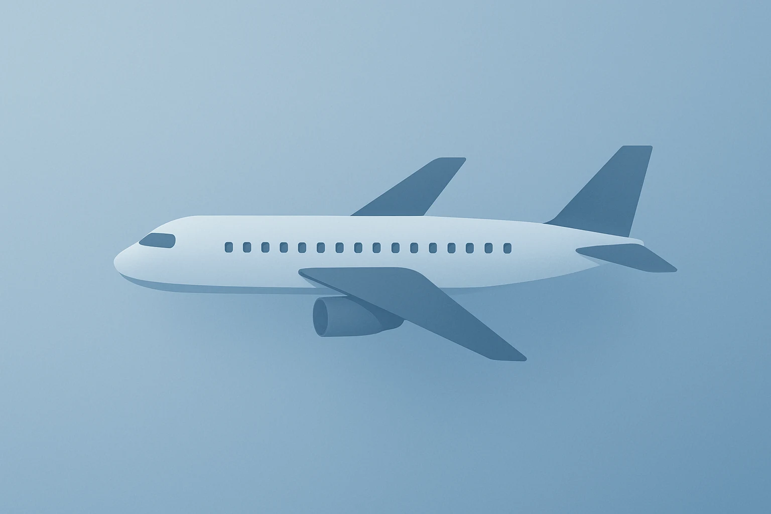 Flat vector airplane with a shadowed rear and bright nose to show American Airlines earnings miss and stronger 2026 guidance.