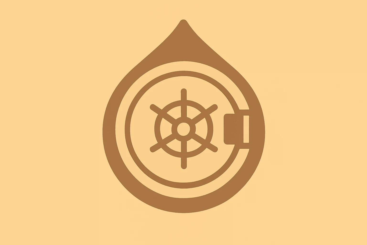 Flat filled vector of a bank vault wrapped by a stylized oil ring, symbolizing Dimon Warns Iran War and inflation risk.