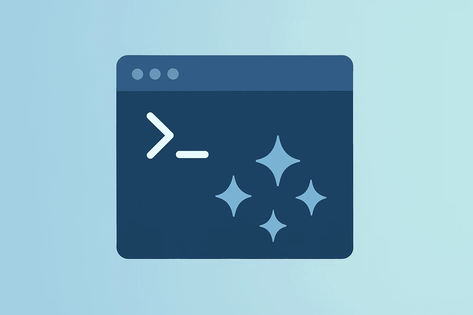 Flat filled vector of a terminal console sparking persistent agents to symbolize Muse Code under a light amber-sand gradient.