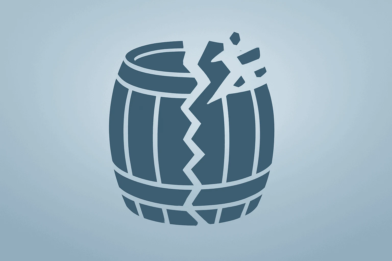 Flat filled vector of a fractured whiskey barrel showing Pernod Ricard Brown-Forman merger uncertainty and investor reaction.