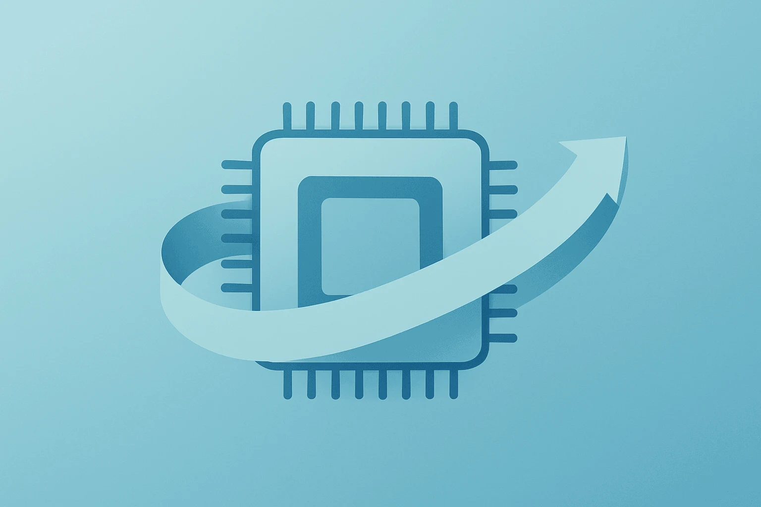 Flat centered vector server chip with expanding circuit to illustrate Nvidia undervalued thesis and cash-driven AI dominance.