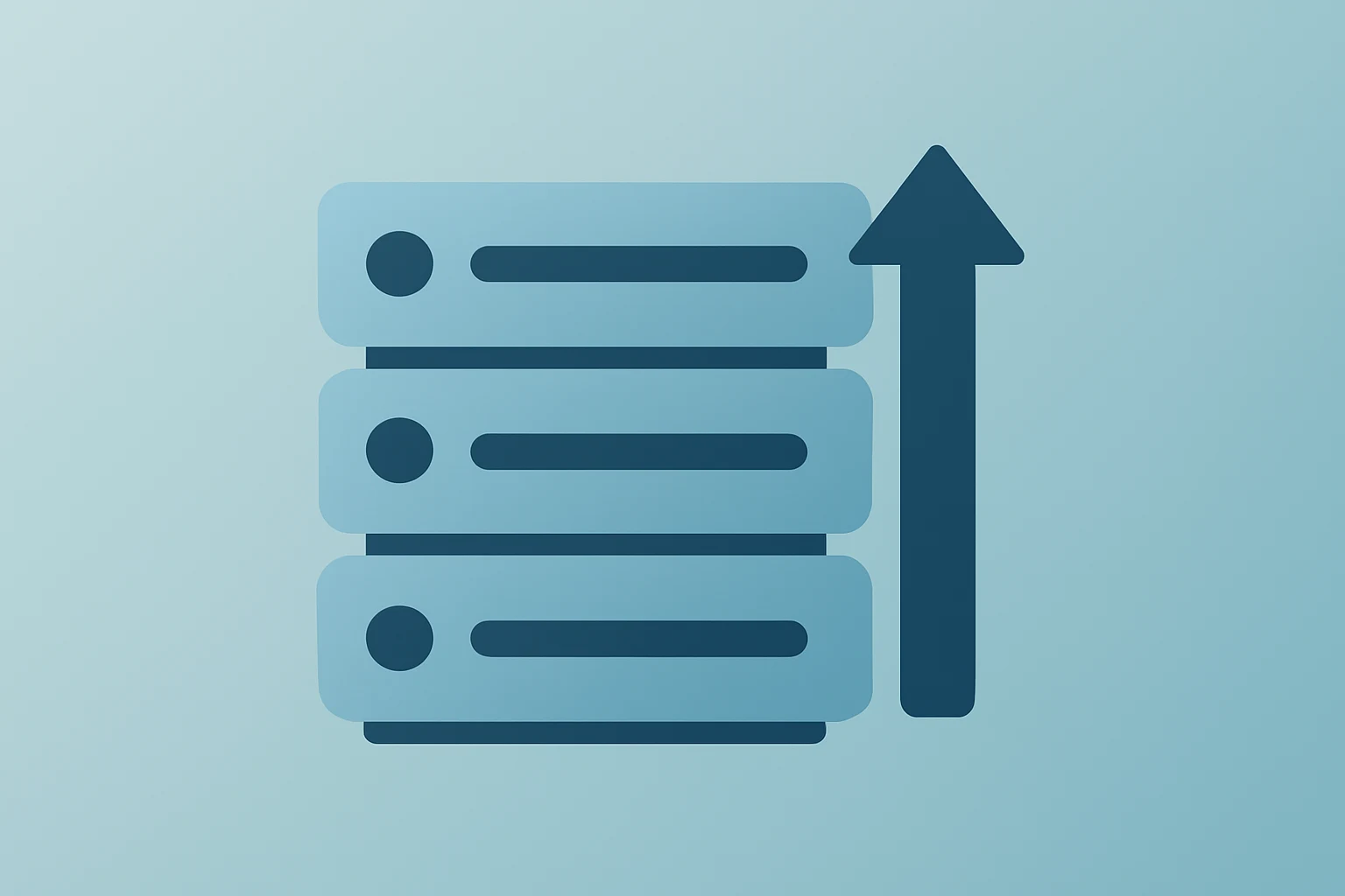 Flat vector server drive motif representing Western Digital earnings and AI data center storage demand on a soft gradient.