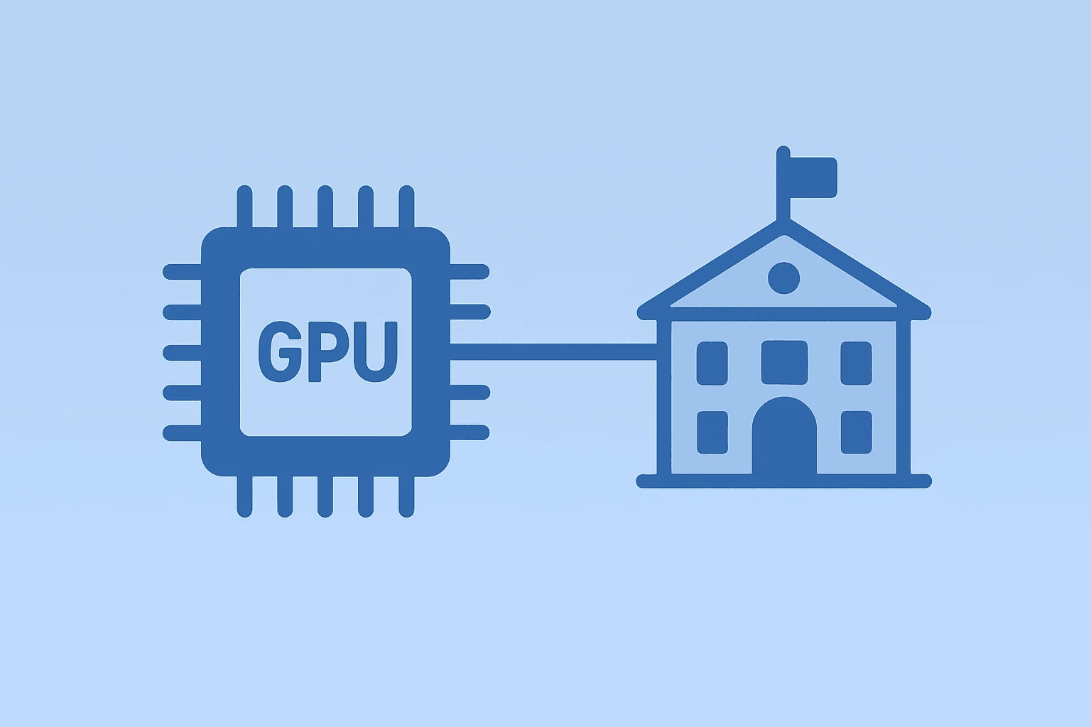 Flat vector server fused with a campus node symbolizing Nvidia Q2 earnings, AI financing and GPU supply constraints.