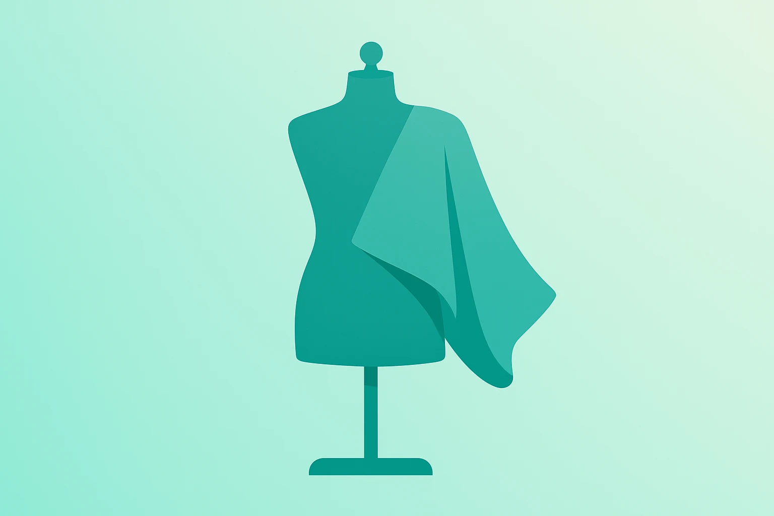 Centered flat-vector retail garment form with lifted fabric plane on a smooth gradient, evoking Victoria's Secret Q3 earnings.