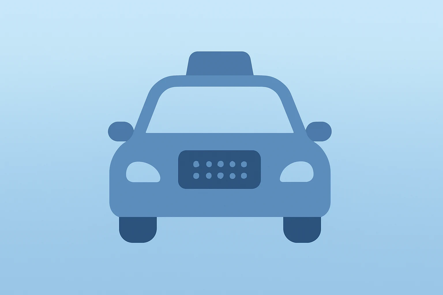 Flat filled vector of a ride car with a dimmed fare panel on a cobalt-silver gradient, symbolizing Uber earnings squeeze.