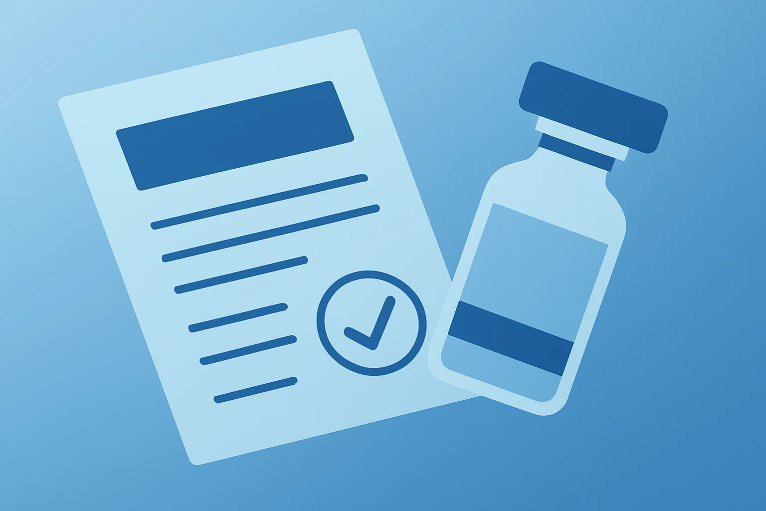 Flat vector pharmaceutical vial merging with molecular platform to symbolize Ziihera Phase 3 results and sBLA regulatory push