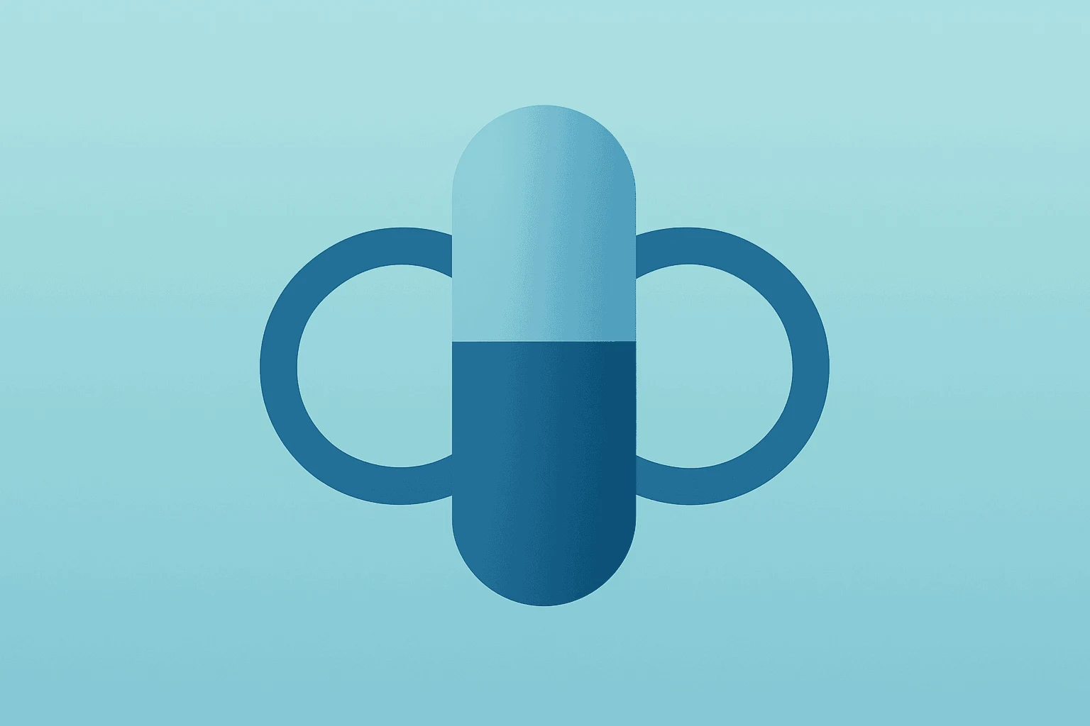 Centered flat-vector capsule merging dual dosing rings evoking Eli Lilly weight-loss trial efficacy and tolerability