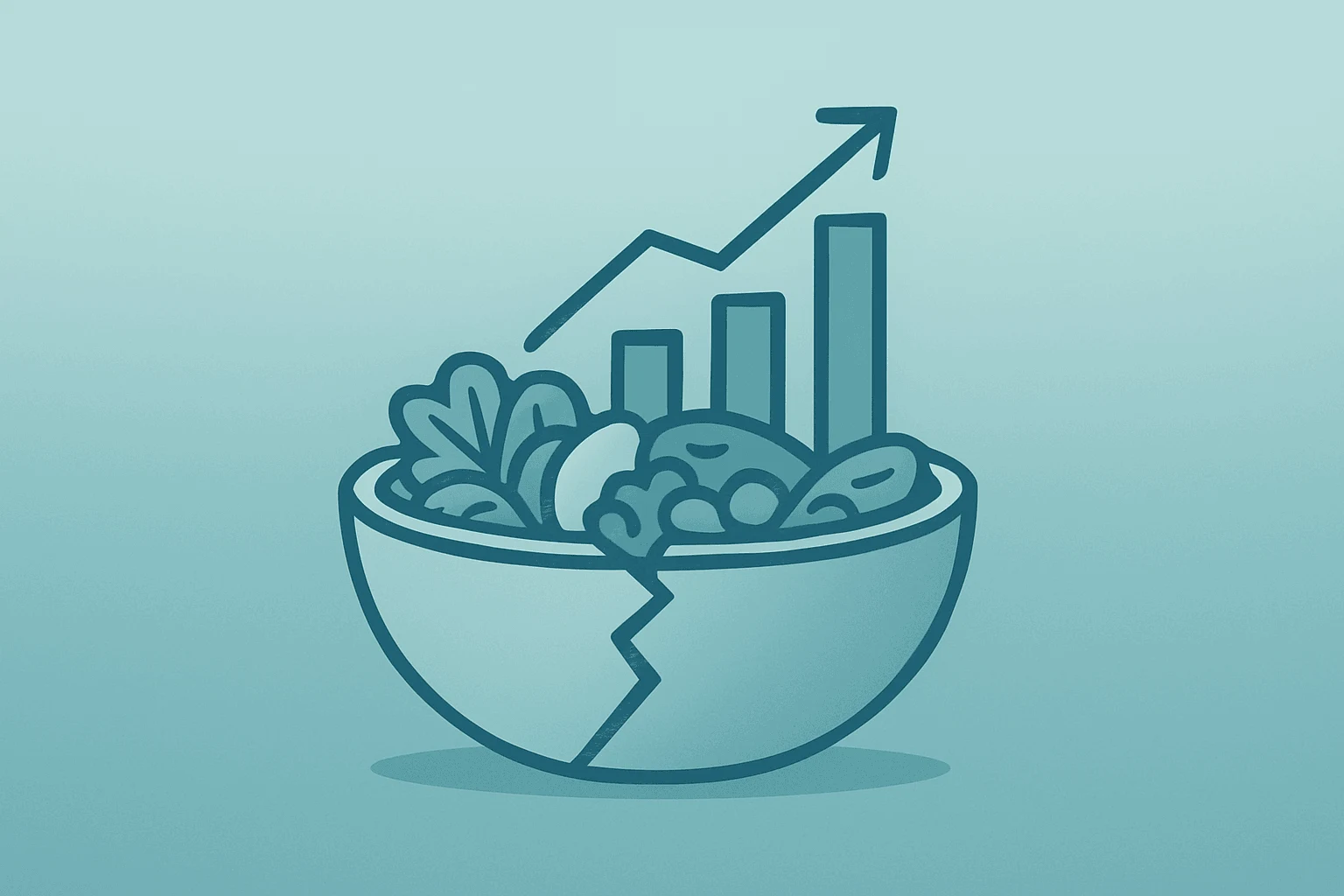 Flat vector storefront and split register symbolizing Chipotle earnings tradeoff between revenue growth and margin compression.