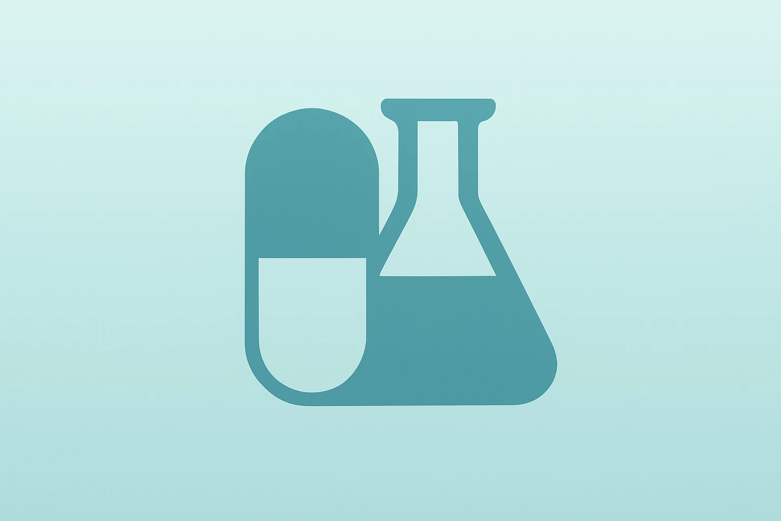 Flat filled vector of a capsule merged with a lab flask symbolizing the Pfizer YaoPharma deal and oral GLP-1 pipeline.