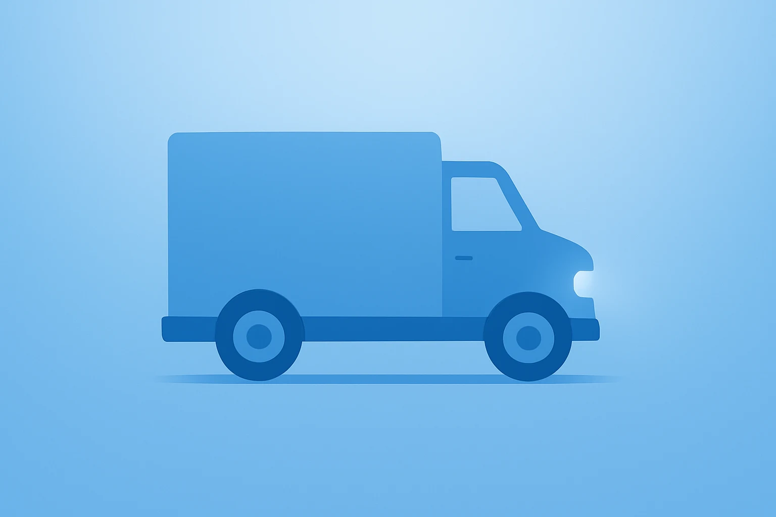Flat vector of a delivery truck with dimmed light representing January 2026 layoffs in transportation and technology sectors.