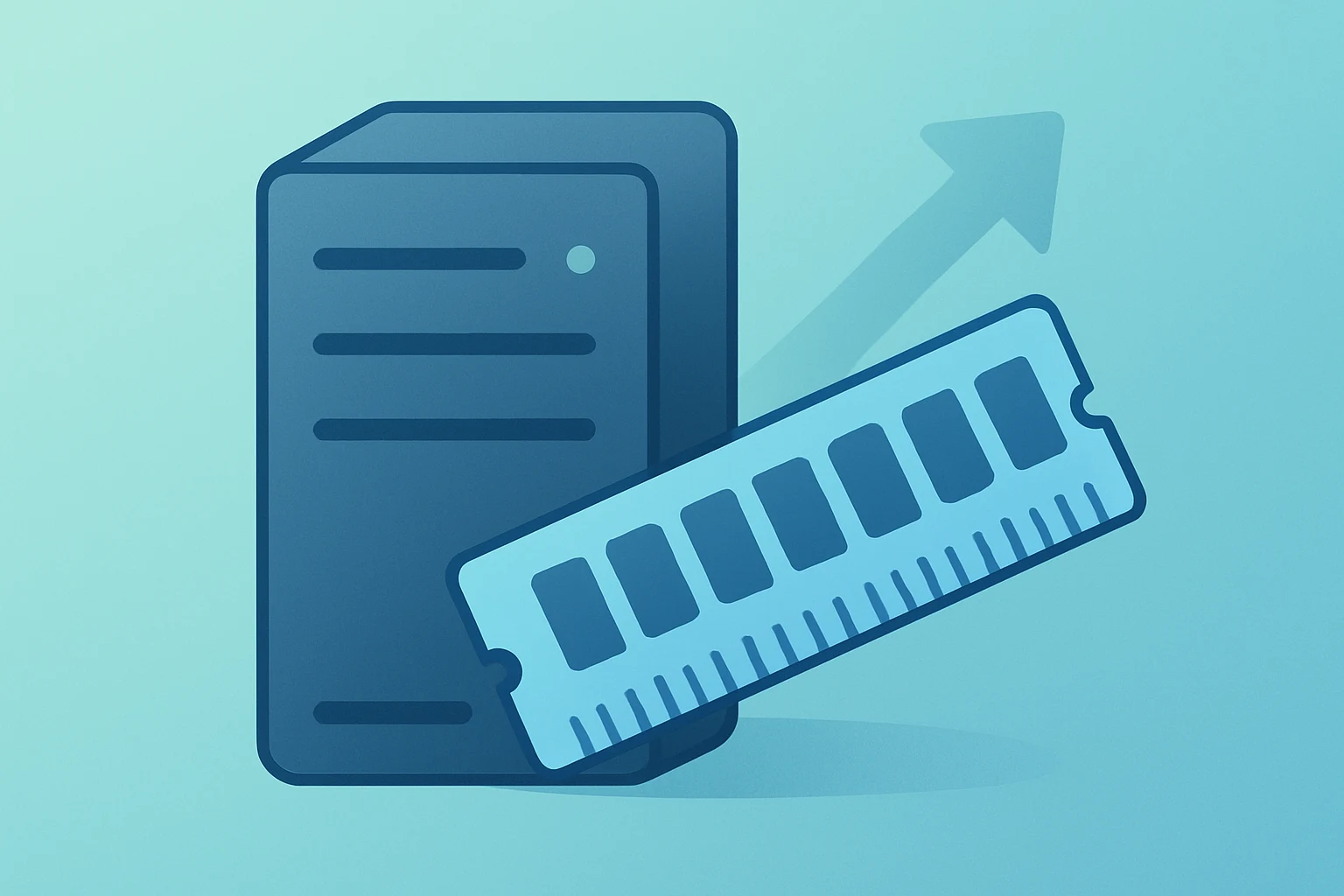 Flat-vector server and memory modules illustrating Dell stock downgrade and AI-driven memory price margin pressure.