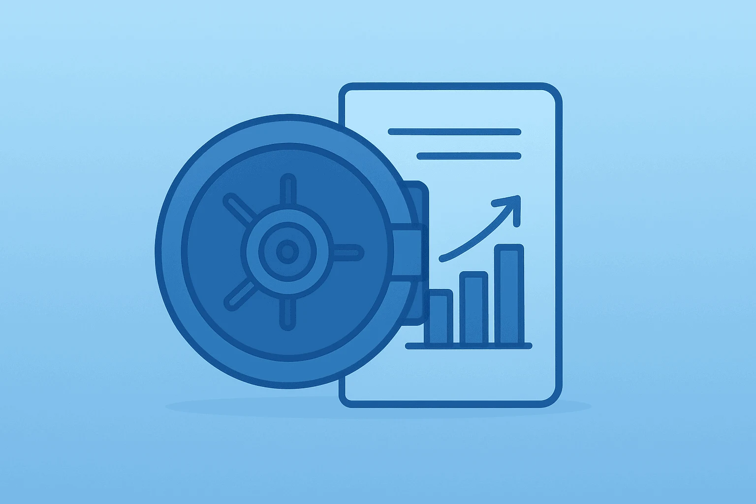 Flat vector of a bank vault merging with a loan ledger to symbolize Regional Banks Q2 2026 Earnings and loan growth.