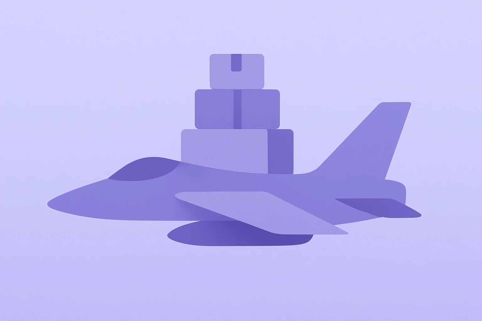 Flat-vector cover of a jet hull swelling with stacked orders to depict BAE Systems FY2025 Results and record backlog.